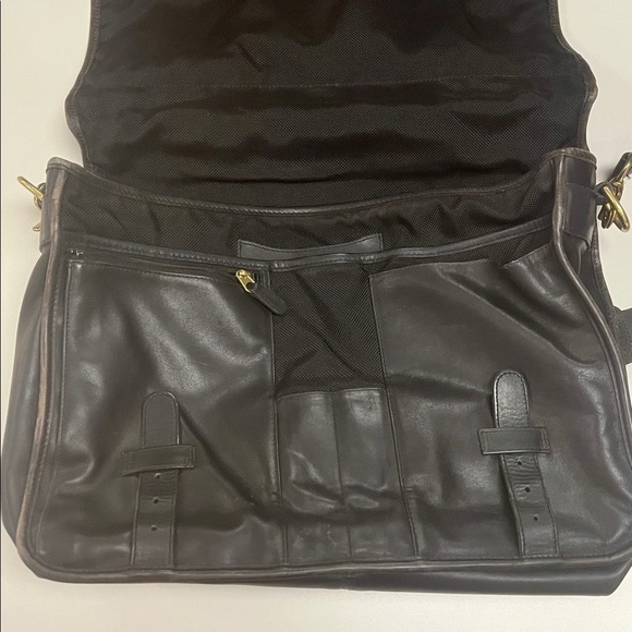 Coach Black Leather Briefcase w/ strap - vintage vibes brass metal /  preowned - Picture 4 of 14